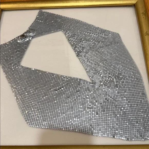 A silver-toned chainmail mesh scarf bib necklace. VTG - Picture 7 of 16